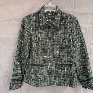 Cynthia Max Blazer Women's Size Petite Medium Tweed Plaid 5 Button